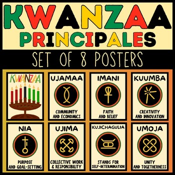 Preview of 8 Kwaanza Principales Posters | The 7 Principles of Kwanzaa Classroom Decoration