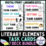 8 Literary Elements Task Card Bundle | Print/Digital