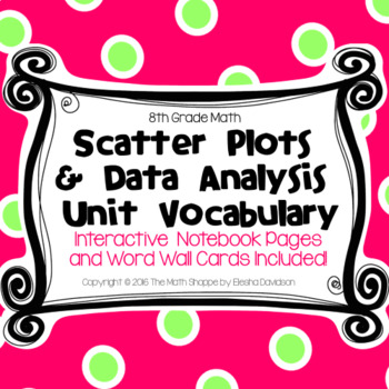 Preview of 8 Math Vocabulary: SCATTER PLOTS AND DATA ANALYSIS (Word Wall and INB Pages)