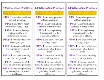 8 mathematical practice bookmarks kid friendly by intermediate ideas