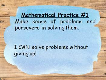 Preview of 8 Mathematical Practices with child friendly I can statements