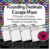 8 Mazes! Rounding Decimals to Whole Number, Tenths, Hundre