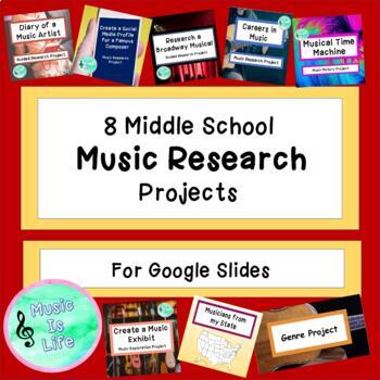 Preview of 8 Middle School Music Research Projects for Google Slides