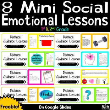 Preview of 8 Mini Social Emotional Lessons - Grades 1 & 2 / On PowerPoint or Google Slides