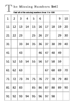 8 Missing Numbers Sheet - Distance Learning by James Meagher | TPT