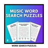 8 Music Word Search Puzzles | Worksheets and Activities | Music