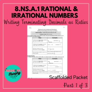 Preview of 8.NS.A.1 (Part 1 of 3) The Number System Terminating Decimal to Ratio