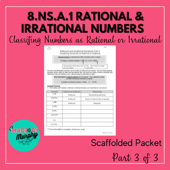 Preview of 8.NS.A.1 (Part 3 of 3) Classifying Numbers as Rational or Irrational