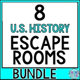 8 US History Escape Rooms Bundle - Reading Comprehension -