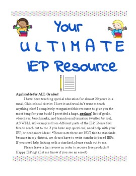 Preview of Newly Updated 26 Pages of IEP Goals, Objectives, Benchmarks, Transitions, & SDI