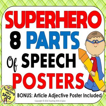 Preview of Superhero Parts of Speech Posters- Back to School