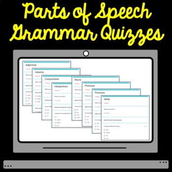 Preview of 8 Parts of Speech Google Form Assessment Bundle