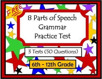 Preview of 8 Parts of Speech Grammar Practice Test