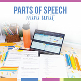 Eight Parts of Speech Mini Unit: Task Cards, Worksheets, P