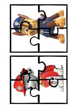 Preview of 8 Paw Patrol Puzzles ages 3-5 Executive Function Preschool Daycare Family Time