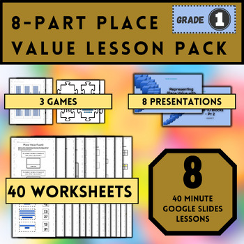 Preview of 8 Place Value Lessons for 1st Grade - Base 10 & 2-Digit Numbers