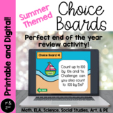 8 Printable and Digital Review Summer Themed Choice Boards