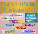 8 Science Lab Station Signs Numbered 1-10
