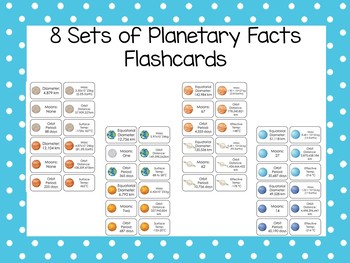 Preview of 8 Sets of Printable Planet Facts Astronomy Solar System Flashcards.