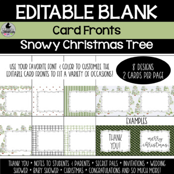 Preview of 8 Snowy Christmas Tree Editable Card Front Templates PPT or Slides™