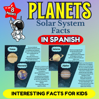 Preview of 8 Spanish Printable Planets Flashcards With Facts - Solar System Fact Cards.
