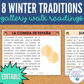 Preview of 8 Spanish Winter Traditions Readings | Gallery Walk + Individual Readings