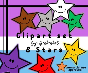 Preview of 8 Stars Clipart, commercial use ok, stars clipart, printables