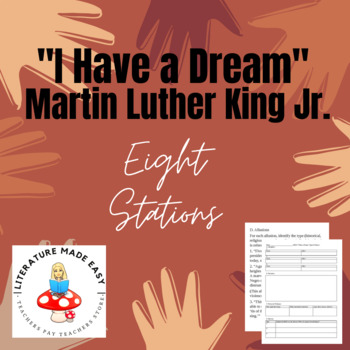 Preview of 8 Stations for "I Have a Dream" by Martin Luther King Jr. - common core skills