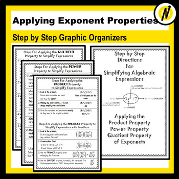 Preview of 8 Step by Step Graphic Organizers for Applying Exponent Properties to Simplify