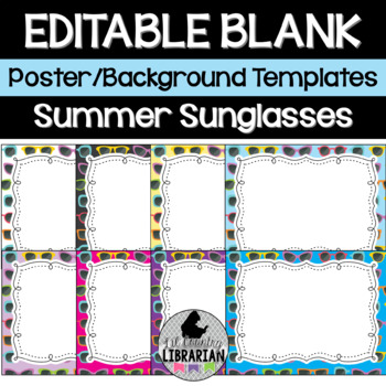 Preview of 8 Summer Sunglasses Editable Poster Background Templates PPT or Slides™