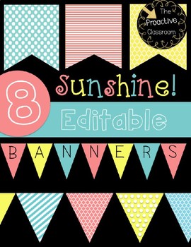 Preview of Editable Banners -  Sunshine Theme Classroom Decor