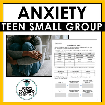 Preview of Anxiety Small Group Counseling for Middle & High School - includes virtual