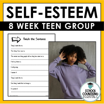 Preview of Self Esteem Group Counseling for Teens- includes Google Slides virtual option