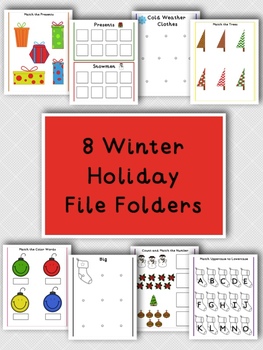 Preview of 8 Winter Holiday File Folders for Kids with Autism