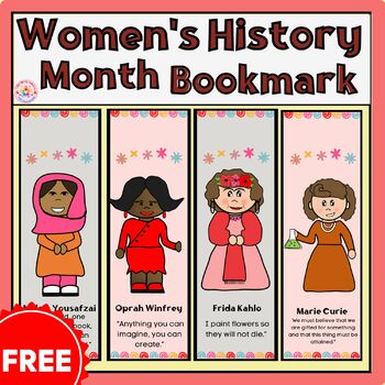 Preview of 8 Women's History Bookmarks|Women's History Month Bookmarks FREE