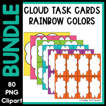 Preview of 80 Cloud Task Card Templates / Blank Flashcard (Bundle) Rainbow Colors