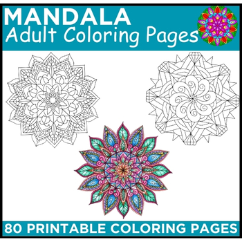 Preview of 80 Easy Mandala Coloring Pages for Kids, Boys, Girls, Teens & Adults