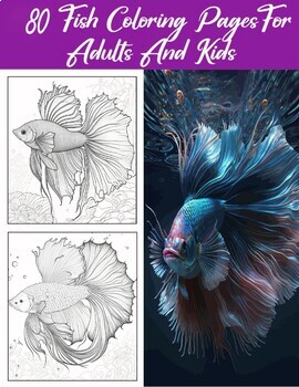 80 Fish Coloring Book For Adults 80 Fish Coloring Pages For Adults And Kids