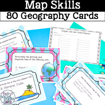 Preview of Map Skills Geography Task Cards