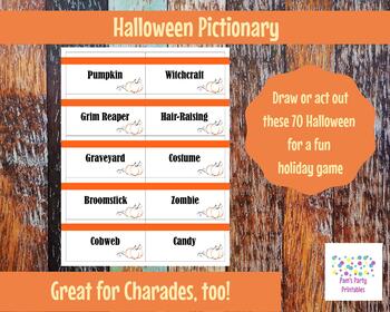 Preview of 80 Halloween Cards for Pictionary, Charades or 20 Questions