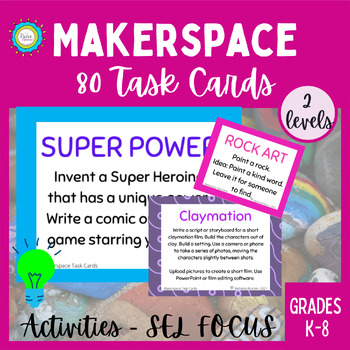 Preview of Makerspace Task Cards | Library Activities | SEL Projects