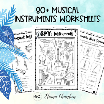 Preview of 80+ Musical Instruments Worksheets / Orchestra / Families of Instruments