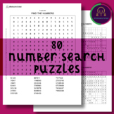 80 Number Search Puzzles | Fun Brain Teasers | 1 PDF file 