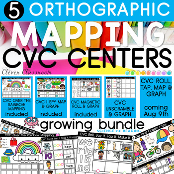 Preview of ⭐ 5 CVC Orthographic Mapping Centers GROWING BUNDLE SOR