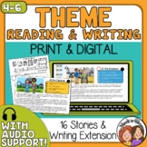 Finding Theme Task Cards + writing extension + Audio - Dig