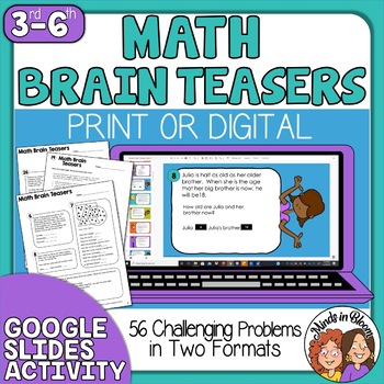 Preview of 56 Math Brain Teasers - Printable and Google Digital Activities