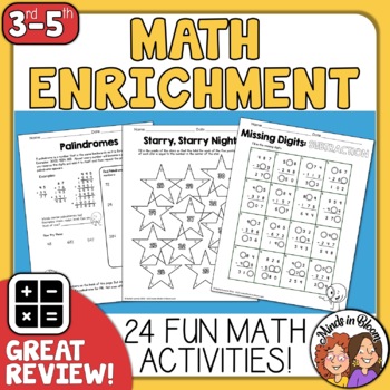 Preview of Math Review Activities Worksheets Practicing Critical Thinking & Enrichment Fun