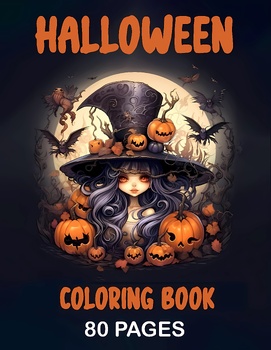 Preview of 80 Pages Halloween Coloring Book For Adults And Teens
