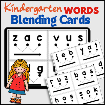 Preview of 80+ Practice Kindergarten CVC Words Blending Cards - CVC Nonsense Word Fluency