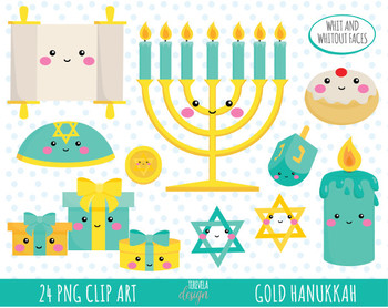 Preview of HANUKKAH clipart, gold hannukah, hannukah graphics, menorah,  jewish, Chanukah